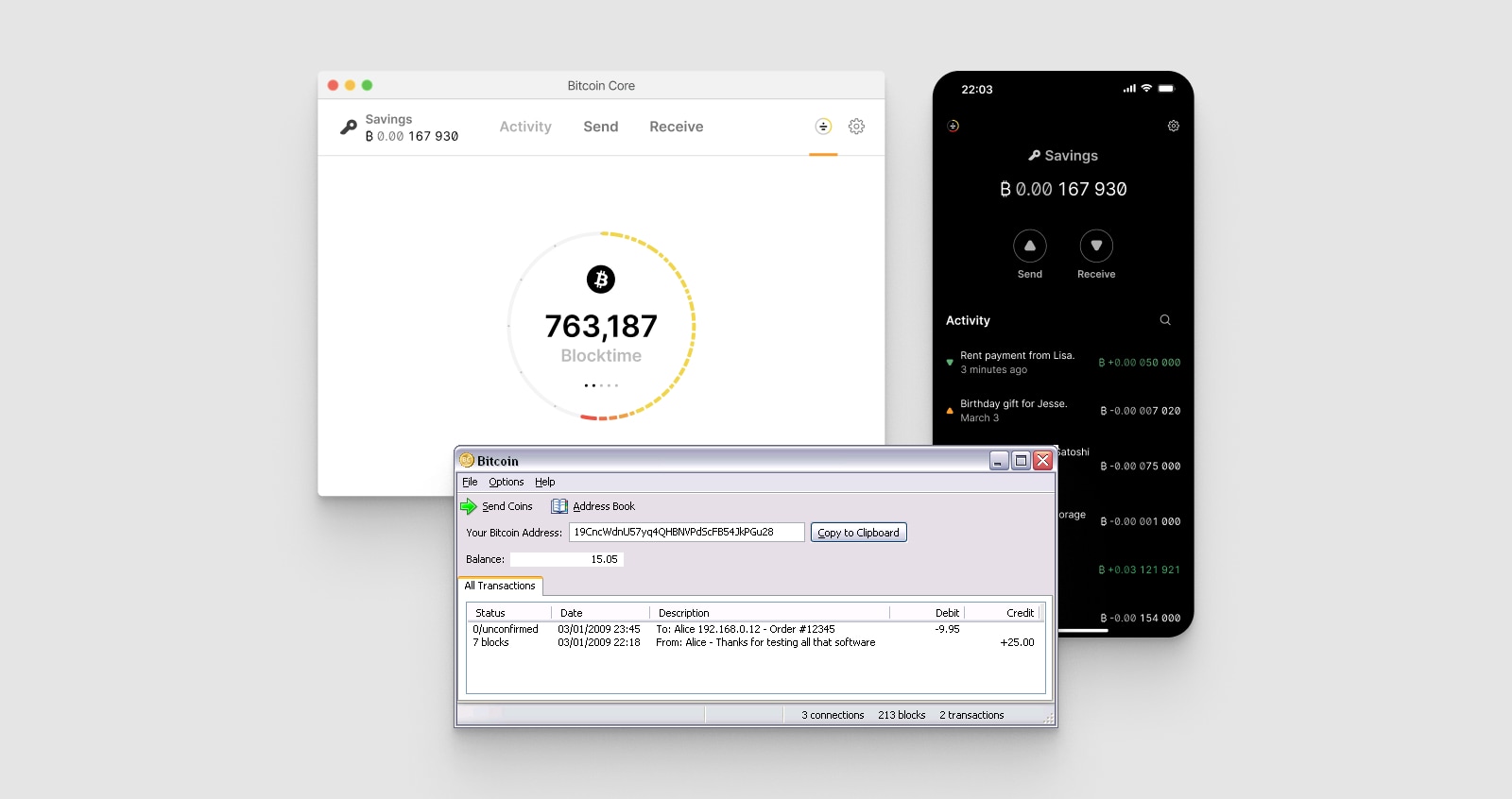 Side-by-side screenshows of the original software and the new design