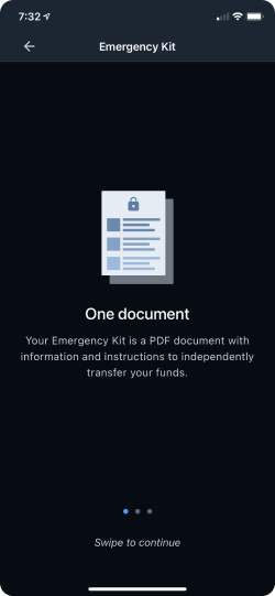 Information about the emergency kit backup option