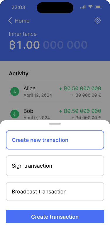 Dialog showing three different payment options.